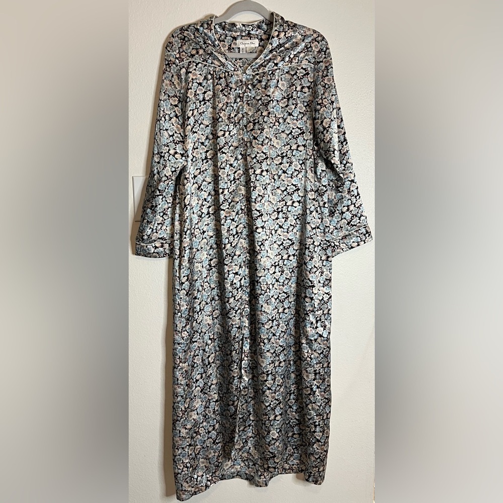 🌸 Vintage Christian Dior Floral Satin Robe – Saks Fifth Avenue 🌸